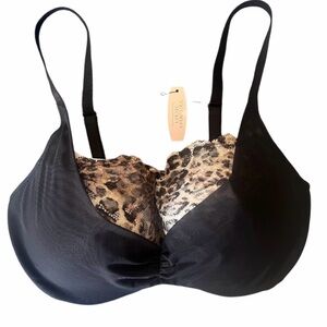 Victoria’s Secret Push Up Bra 34DD Black Leopard Lace NWT